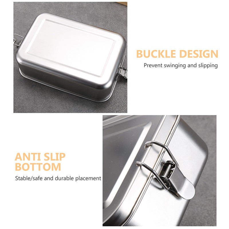 ONEVER Stainless Steel Lunch Box, Lunchbox with Lock Clip, 1400ml