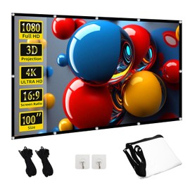 TOWOND Outdoor Projector Screen 100 inch, Washable Projection Screen 16:9 Foldable Anti-Crease Portable Projector Movies Screen for Home Theater Outdoor Indoor Support Double Sided Projection