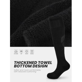 Hryrbay 4 Pairs Kids Cotton Soccer Socks Cushion Striped Baseball Uniform Boys Sock Toddler Girls Knee High Socks (Solid Black,3-6 Years)