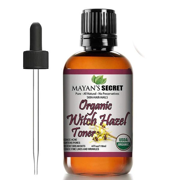 USDA Certified Organic Witch Hazel Toner by Mayan's Secret Facial Toner,