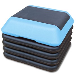LJLB Height-Adjustable Step Aerobics Platform Fitness Equipment, Non-Slip Surface, 4 Risers, Blue