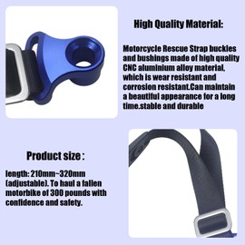 Adsspro Motorcycle Rear Adjustable Rescue Strap Belt Pull Strap Rope Safety Accessories for CRF WR YZ RM KX CRF150R CRF250R WR250F WR250X YZ250FX RMZ250 KX250F Dirt Pit Bike (Blue)