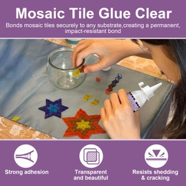 1DFAUL 100g Mosaic Tile Glue Clear, Mosaic Adhesive, Strong Bond, Fast Drying, Waterproof, Non-Toxic, Perfect for DIY Tile Art Projects & Craft Enthusiasts