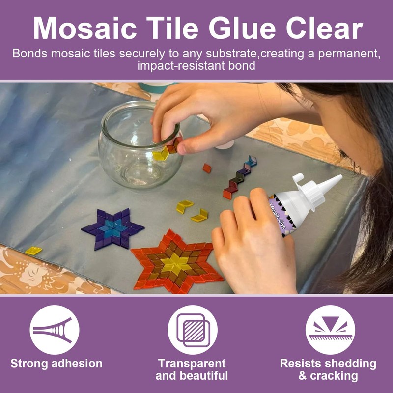 1DFAUL 100g Mosaic Tile Glue Clear, Mosaic Adhesive, Strong Bond,