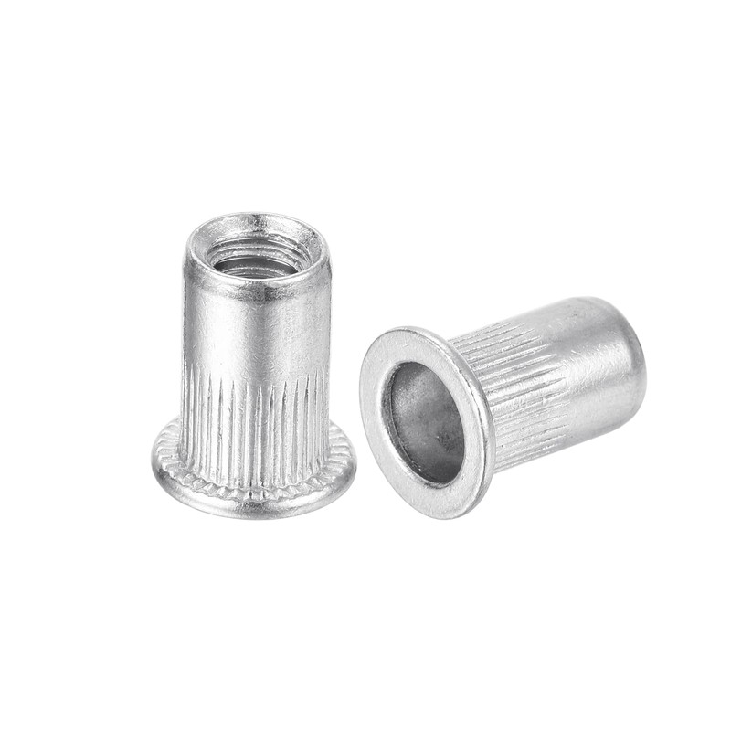 sourcing map 120Pcs Rivet Nuts Flat Head, 1/4 Aluminum Alloy