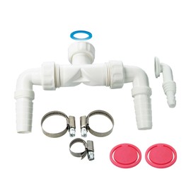 tecuro 58766 | Drain Double Connection for Washing Machine and/or Dryer with Backflow Protection | 1 Inch UWM | Complete Set | White | Double Connection Drain Fitting Washing Machine Condensation