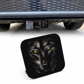 Beabes Wolf Trailer Hitch Covers Black Wolf Head Heavy Duty Receiver Tube Cover 2 Inch, Towing Hitch Plug Covers Hitch Caps for RVs SUVs Trucks and Cars