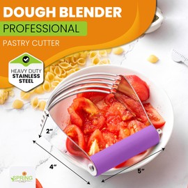 Spring Chef Large Dough Blender For Baking, Stainless Steel Puff Pastry Cutter Tool with Soft Grip Handle, Manual Dough Mixer, Dishwasher Safe Dough Cutter Tool, Pastry Blender for Easy Mixing, Orchid