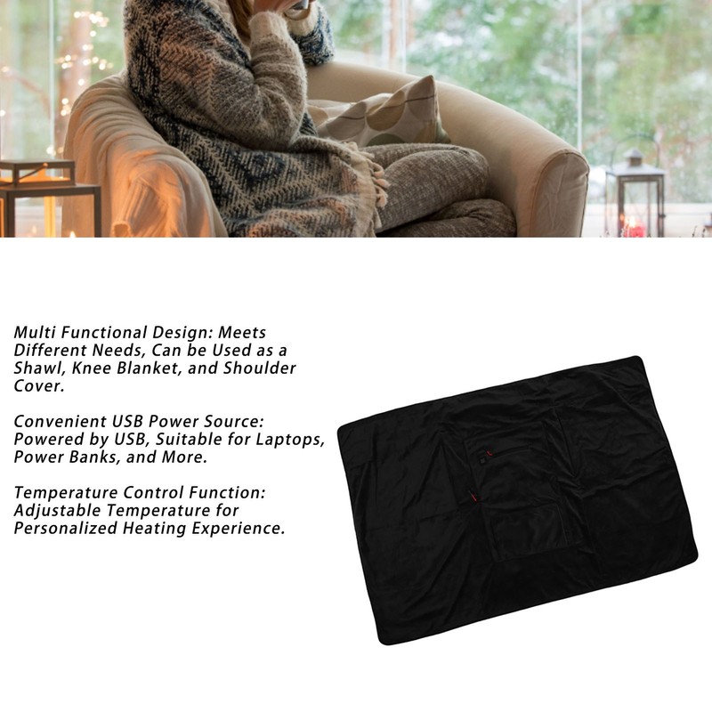Heated Blanket Hot Heating Pad USB Powered Adjustable Temperature Fast