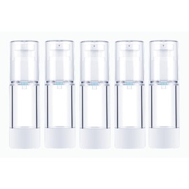 5 Pieces 1 Oz Clear Airless Cosmetic Cream Pump Bottle Travel Size Dispenser Refillable Containers (4 Lotion Bottles &1 Spray Bottle)