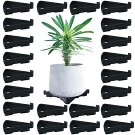 Roucerlin 24 Pack Plant Pot Feet, Non Slip Pot Lifter Supports, Invisible Triangle Flower Pot Risers Toes for Outdoor Planters Indoor Garden Potted Better Drainage Protection (Large Black)