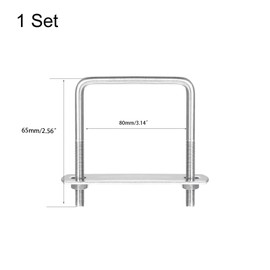 TA-VIGOR M6 Square U-Bolts, 65mm Inner Width 80mm Length 304 Stainless Steel U-Bolts with Nut, Plate for Attaching Piping Conduit Cable Tube Brackets Boat Trailer