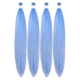 Light Blue Braiding Hair Pre Stretched Box Braiding Hair with Tinsel for Knotless Box Braids(26Inch 4 Packs)