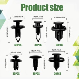 200PCS Car Retainer Clips Plastic Fasteners Kit, Car Retainer Clips, Push Bumper Fastener Rivet Clips with 6 Size Auto Body Retainer Clips Bumpers, Universal Plastic Panel Fender Clips for Most Cars