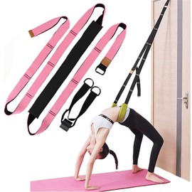 (Light pink) - XEMZ Yoga Fitness Stretching Strap - Back Bend Assist Trainer, Improve Leg Waist and Back Flexibility, Door Flexibility Stretching Strap, for Rehab, Pilates, Ballet, Cheerleading, Splits, Gymnastics