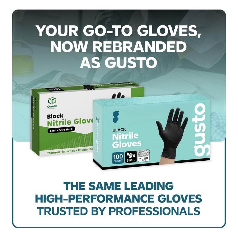 Comfy Package Black Nitrile Gloves [100 Count] 6 Mil, HEAVY