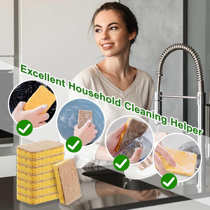 8 Pack Eco Sponges Washing up,Biodegradable Washing Up Scrubber Sponges,