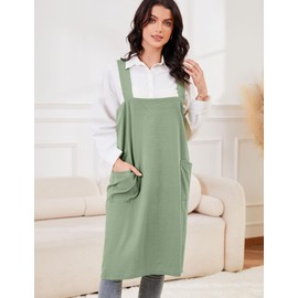 Schine Women's Cotton Cross Back Pinafore with Big Pockets Practical Aprons for Gardening Works,Cooking,Coffee House,Painting