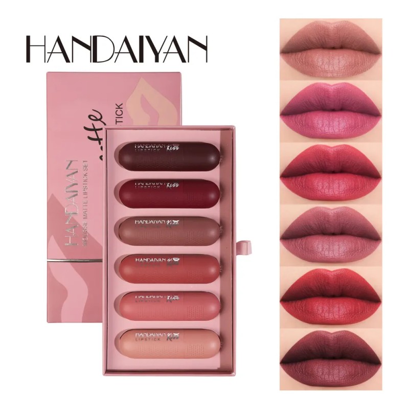 Set De Lápiz Labial Mate, Suave Bruma Aterciopelada De Larga