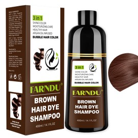 Brown Hair Dye Shampoo for Women Men, Gray Hair Coverage, Natural Herbal Ingredients