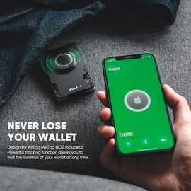 VULKIT Cartera Minimalista para Hombre con Pinza para el Dinero - Billetera de Metal con Bloqueo RFID y Diseño de Porta AirTag