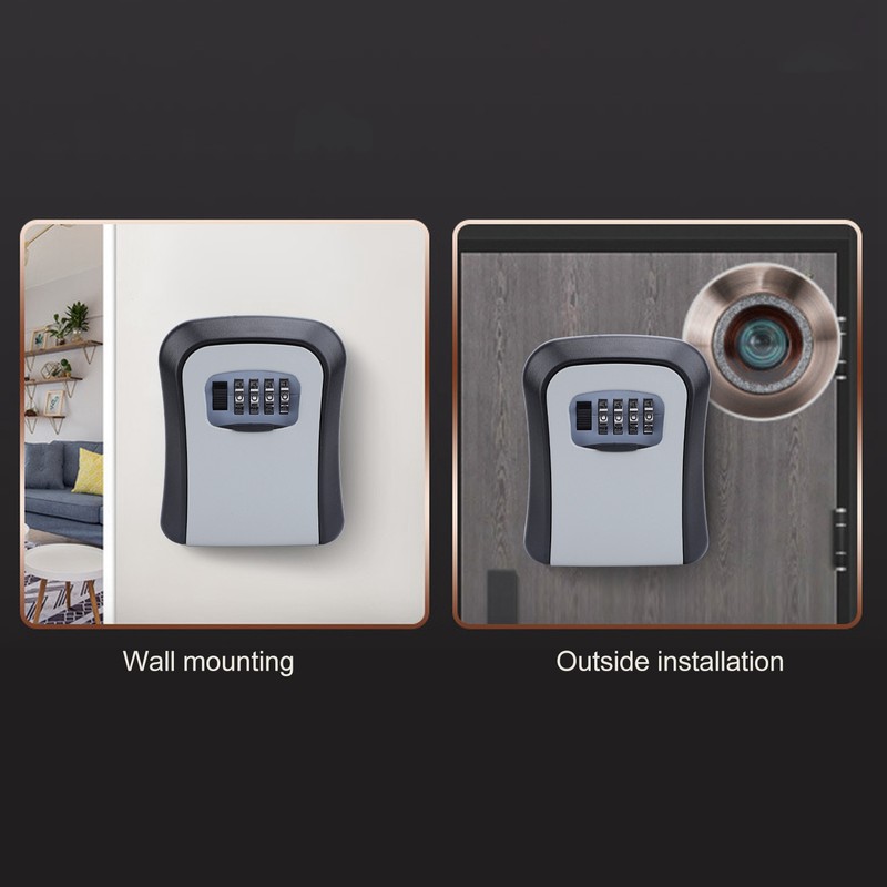 Key Lock Box Wall Mounted Multifunctional 4 Digit Combination Lock