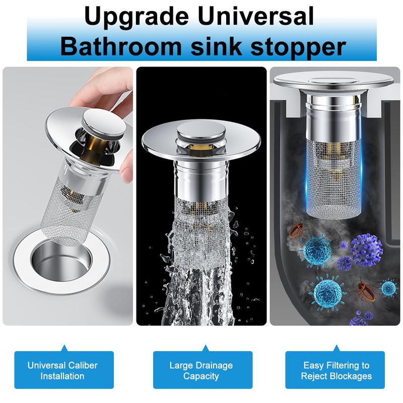 Pop Up Bathroom Sink Drain Strainer Hair Catcher, Drain Strainer