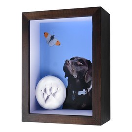 Favonuovy Pet Paw Print Kit with Picture Frame Shadow Box 5x7 for Dogs and Cats Pet Clay Paw Print Impression Kit Keepsake Pet Loss Memorial Sympathy and Remembrance Gifts for Dog Lovers