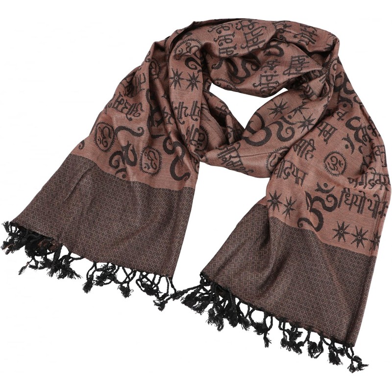 GURU SHOP Pashmina Viscose Scarf / Stole with OM Pattern,