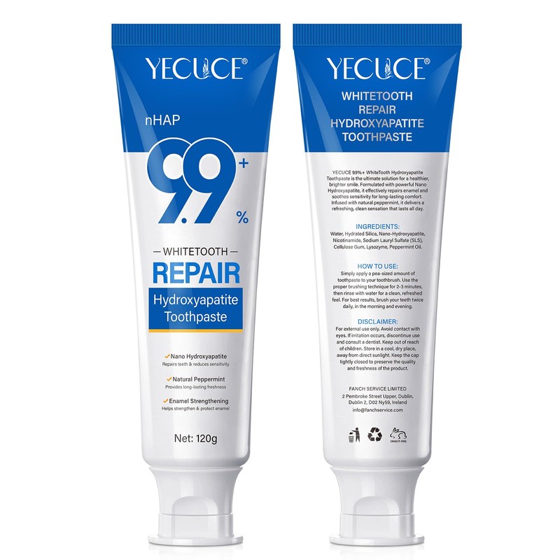 Hydroxyapatite Toothpaste, 2 Pack Fluoride Free Nano Hydroxyapatite Toothpaste for