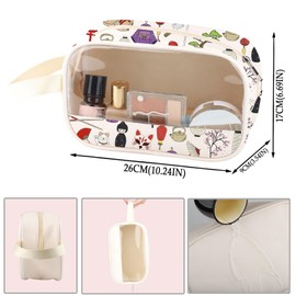ZJXHPO Japan Trip Clear Makeup Bag Japan Travel Vacation Gift Tokyo Journey Souvenir Lets Go To Japan PU Leather Cosmetic Bag (Japan PU)