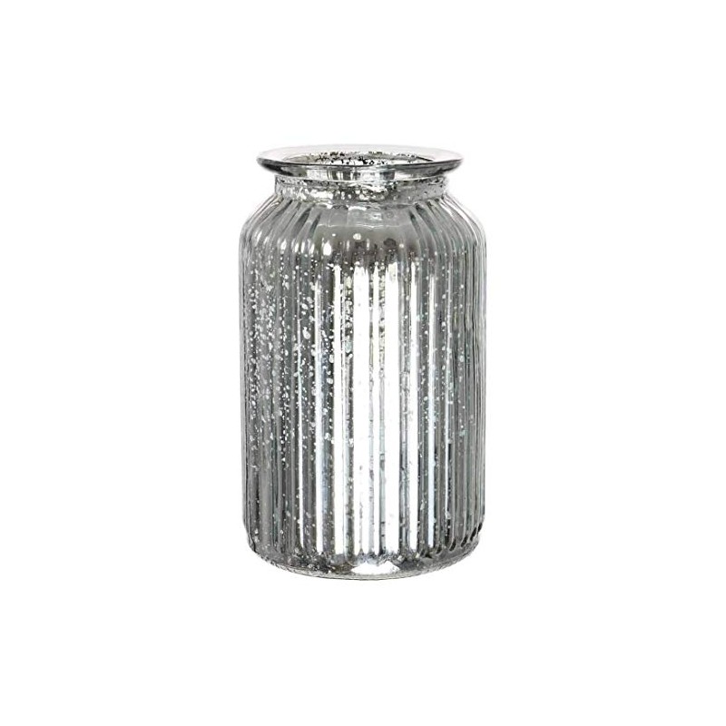 Splatter Silver Ribbed Vase Jar Home Decoration Decor Ornament