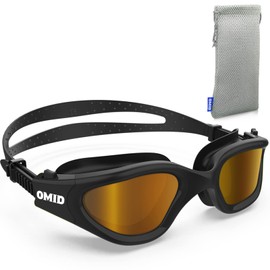 OMID Swim Goggles, P2 Polarized 【Patent & Upgrade】 Anti-Fog Anti-UV No Leakage Swimming Goggles for Adult Men Women Youth (Allblack-Coffee)