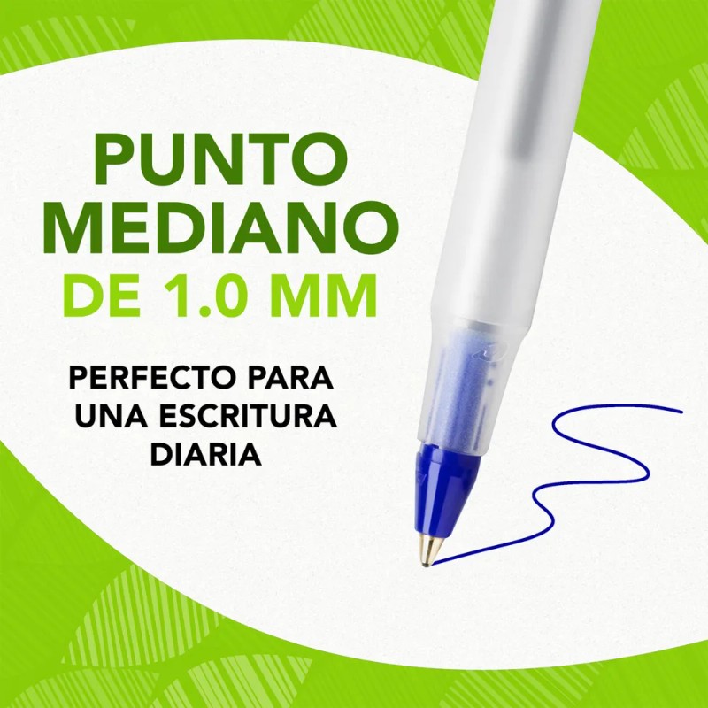 Lapicero Ecolutions Bic Punto Mediano 1.0 Mm 10 Pzas Azul