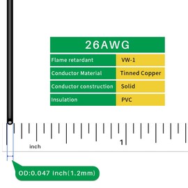 BINNEKER 26 Gauge PVC 1007 Solid Electric Wire Red and Black Each 100 ft 26 AWG 1007 Hook Up Tinned Copper Wire