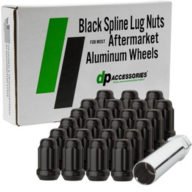 DPAccessories Lug Nuts Compatible with 1984-1990 Ford Bronco II | Black Spline Style | Aftermarket Aluminum Wheels Only | Set of 23 Wheel Nuts & 1 Tool | DFOBR201A-BK/1
