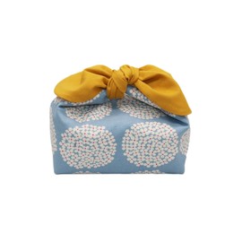 Lunch Bag, Insulated Lunch Bag, No Drawstring, Japanese Pattern, Tie Type, Azuma Bag, Ribbon, Hydrangea Blue