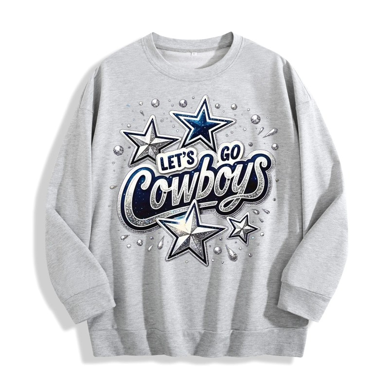 Dallas Cowboys "Let's Go Cowboys" Graphic Crewneck Sweatshirt, 6 Colors,