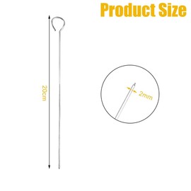 50 Pieces Stainless Steel Kebab Skewers,20cm Kebab Skewers,Metal Skewers for Kebabs,Reusable Shish Kabob Skewers,Long BBQ Barbecue Skewers,Air Fryer Skewers,Metal Skewer for Meat,Vegetables,Fruits