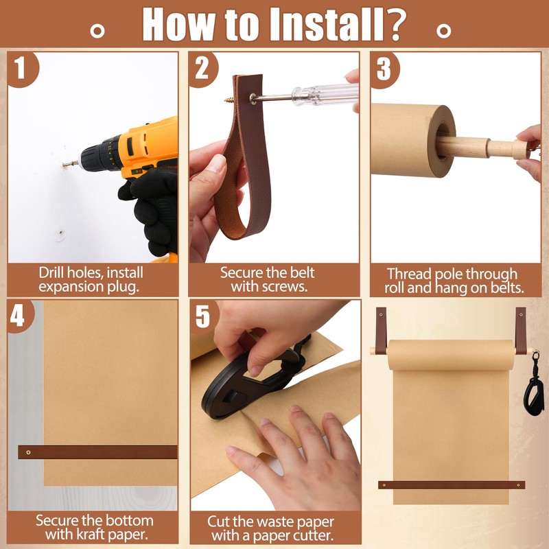 Larbeti 11.8" Kraft Wall Mounted Butcher Paper Roll Holder Dispenser
