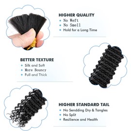 XGY Hair 18 Inch Braiding Hair for Boho Braid 300g Deep Wave Bulk Synthetic Braiding Knotless Black Water Wave Bundles Hair Extensions 6 Bundles for Women (1B, 18 Inch)