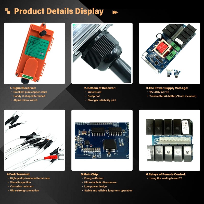 12V-440V Full Voltage Industrial Wireless Crane Remote Control Electric Lift