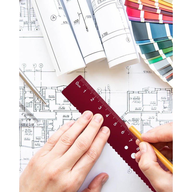 Honagu Triangular Ruler Set, 4 Pieces Aluminum Alloy Ruler, Metal