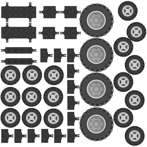 LANMANUO 66PCS Wheels and Axles Sets Car Parts Building Kit