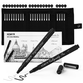 KEMYR Micro Fine liner Drawing Art Pens Calligraphy Pens: 22 Size Art supplies Waterproof Archival Black Ink Markers For Artists,Use for Professional Watercolor,Sketching,Anime,Manga,Zentangle