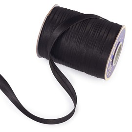 FASHEWELRY 87.4 Yards/Roll Black Double Fold Bias Tape 5/8 Inch Wide Polyester Satin Ribbon for Sewing Seaming Hemming Piping Craft