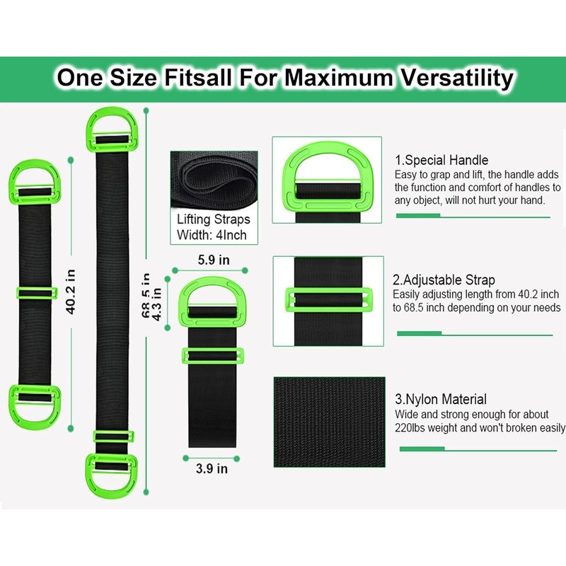 Moving Lifting Straps.Adjustable Lifting Moving Straps..2 Pack Furniture Moving Straps