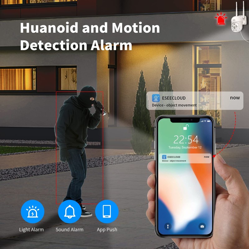 Hiseeu Pan/Tilt/Zoom Security Camera,WHD205,5MP Outdoor Wireless Surveillance Camera, Floodlights Full