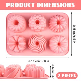 Gugelhupfform Silikon Klein Backformen Praktische 2 Stück, Silikon Gugelhupf Form Wiederverwendbar, Minigugelhupf Form mit Antihaftbeschichted, Klein Gugelhupf Kuchenform für Kekse, Bagels, Muffins