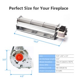 Criditpid BK GA3750 GA3750A GA3700 GA3700A Replacement Fireplace Blower Fan Kit for Desa, FMI, Vanguard, Vexar Fireplaces, 103581-01, 103581-02, 103581-03, 103581-04